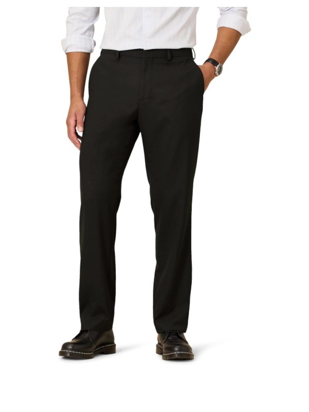 6️⃣ Amazon Essentials 42/30 Black Straight Dress Pants for Men